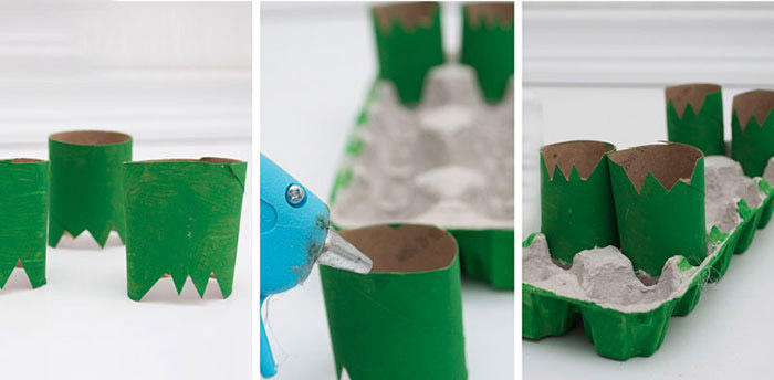 儿童创意手工 鸡蛋托制作大鳄鱼