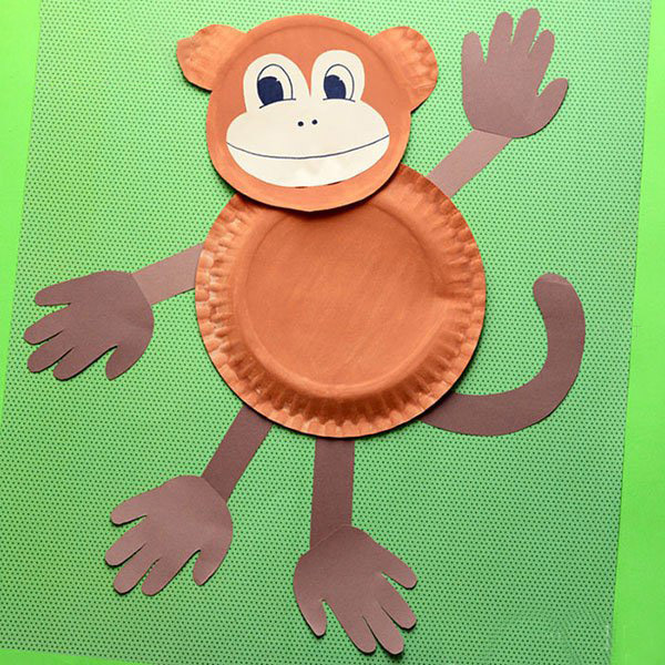 儿童手工 纸盘制作小猴子