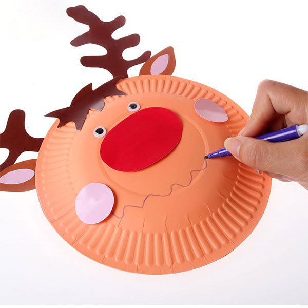 圣诞节纸盘手工制作驯鹿