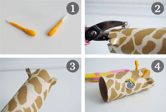 纸筒手工制作长颈鹿