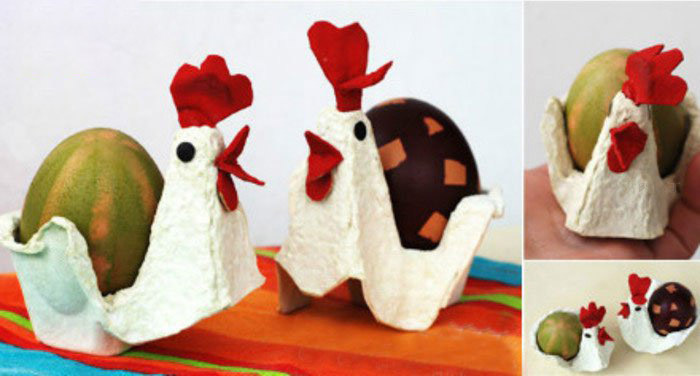 儿童创意手工 鸡蛋盒蛋壳制作公鸡