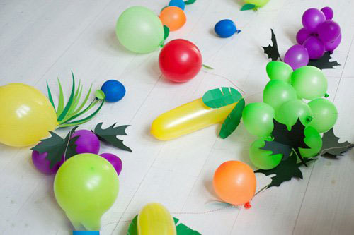 气球+卡纸 创意水果装饰手工小制作