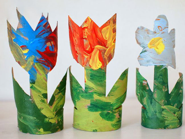 卷纸筒创意制作郁金香花和仙人掌