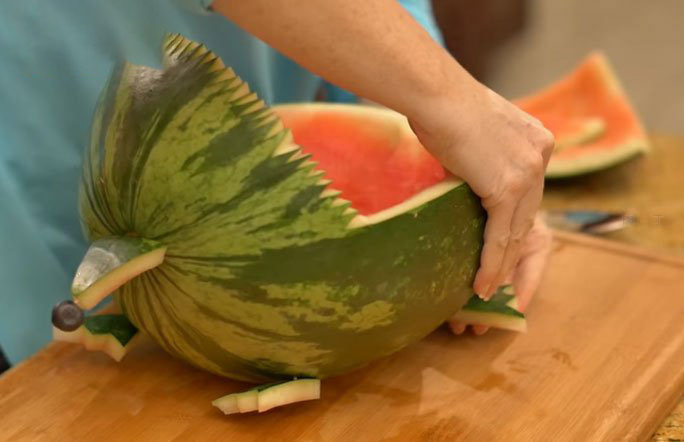 西瓜皮创意动物造型刺猬DIY
