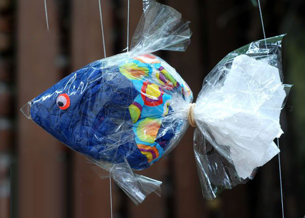 儿童创意 塑料袋纸巾鱼挂饰
