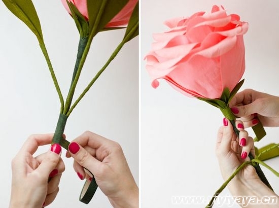 手工制作玫瑰花：艺术创想手工制作DIY大号绉纱纸玫瑰