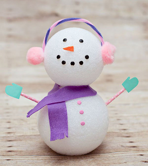 儿童手工制作可爱的泡沫球雪人