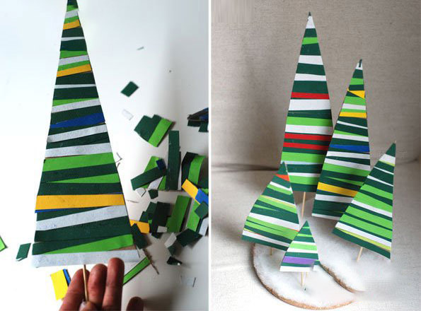 儿童圣诞节手工 硬纸板废物利用制作圣诞树