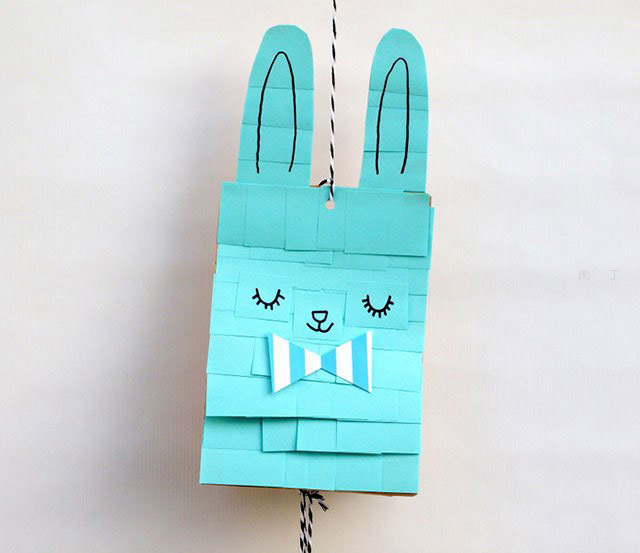 简单的复活节手工 纸袋兔子皮纳塔