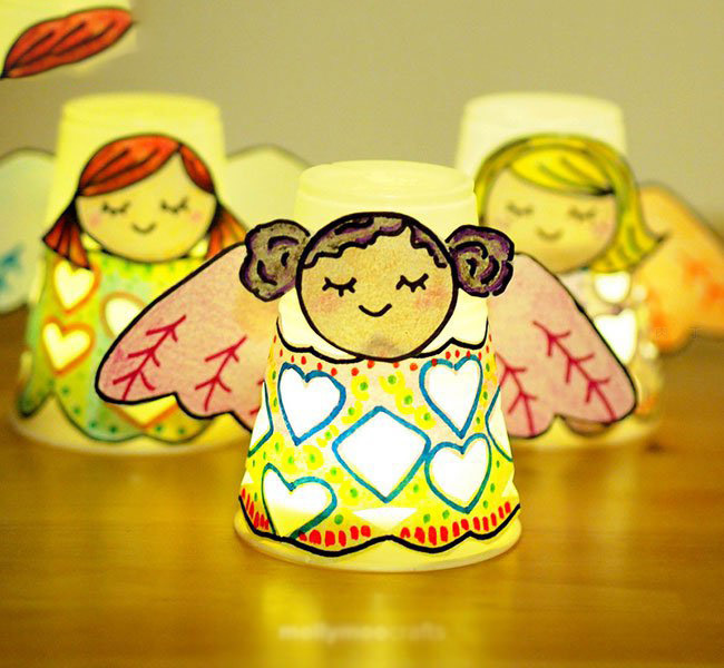 纸杯制作可爱的天使小女孩