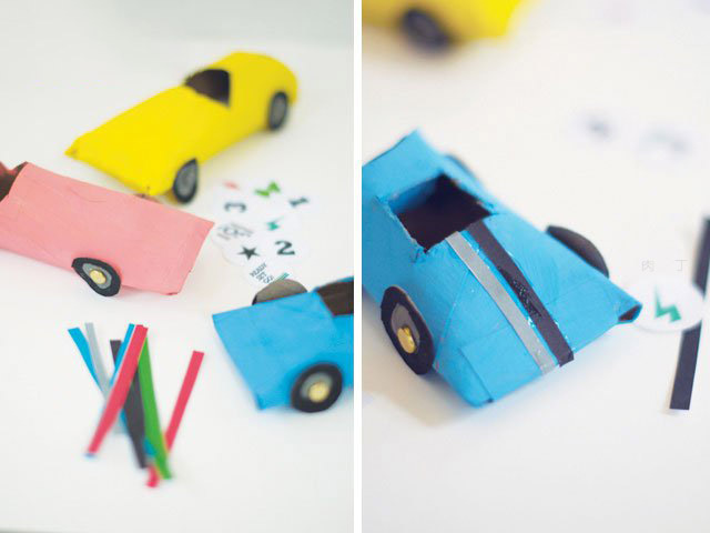 儿童手工制作卷纸筒赛车