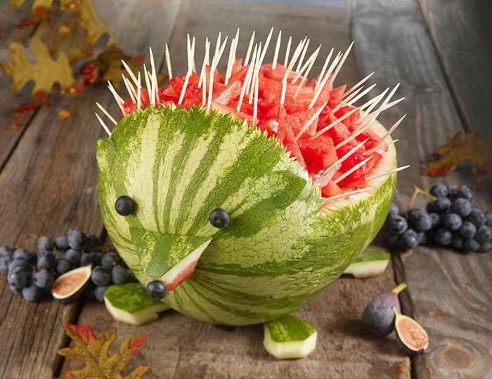 西瓜皮创意动物造型刺猬DIY